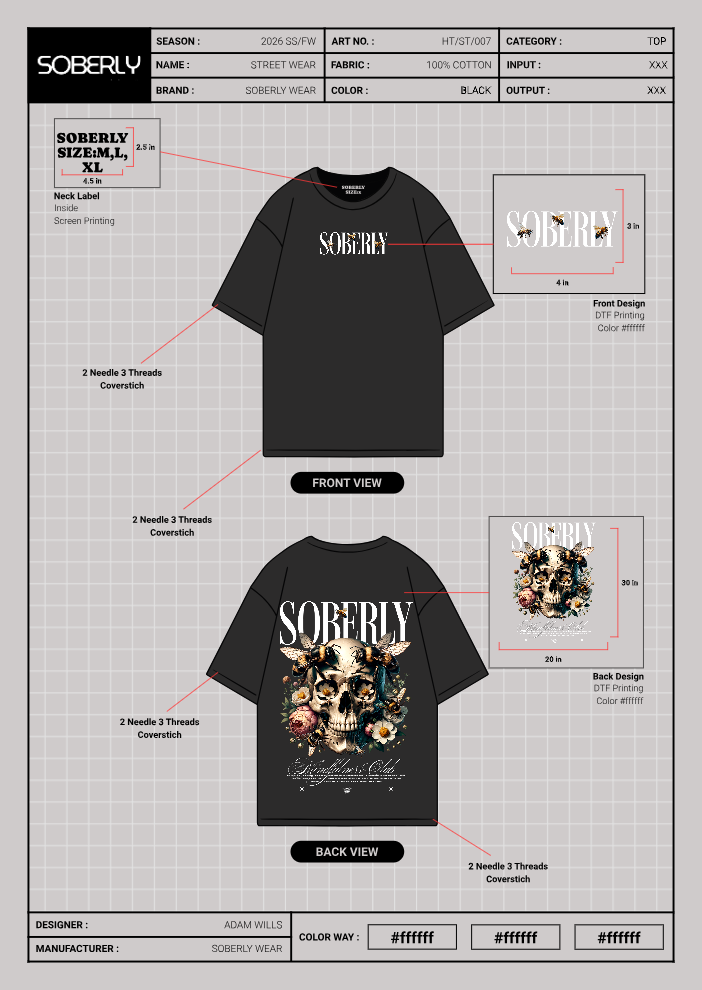 Soberly unisex black "skullbee" T-shirt